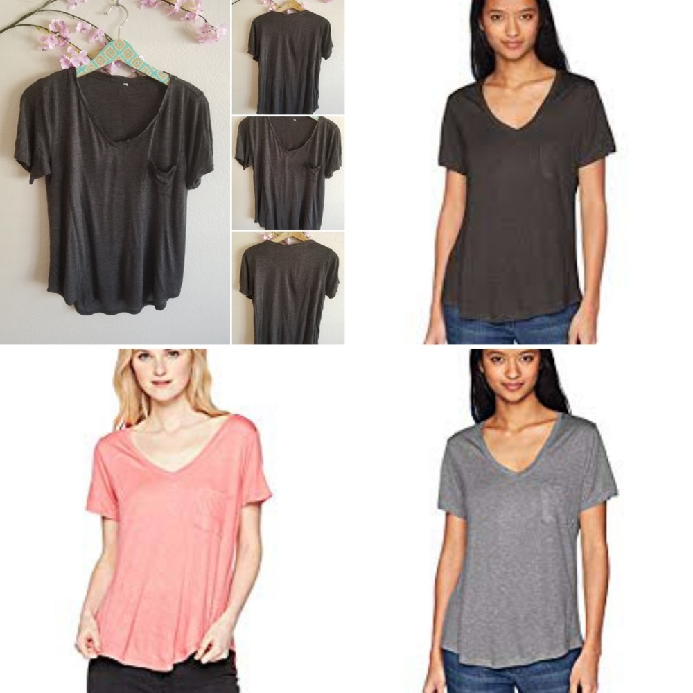 $5/$25 Dark Gray v-neck boyfriend pocket Rayon Tee